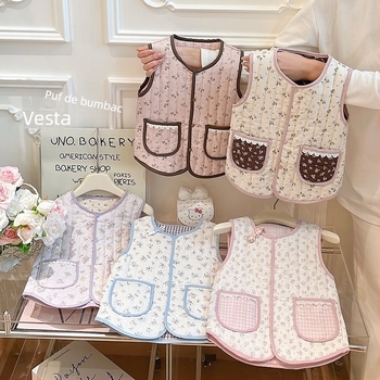 Veste pentru copii pentru fete, groasă, cu model desen animat, stil coreean, toamnă-iarnă; exterior din bumbac, 50% viscoză, căptușeală din bumbac, umplutură poliester