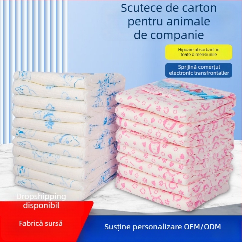 Pampers pentru câini – fără scurgeri, cu potrivire universală, stil desen animat, de unică folosință, material: țesătură nețesută + folie PE