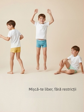 Boxeri pentru copii băieți, 95% bumbac, antibacterieni, cusături plate, patru anotimpuri, pentru copii peste 8 ani