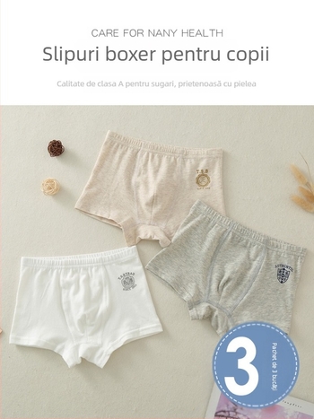Boxer pentru copii, băieți, 95% bumbac, Categorie A, potrivite pentru copii între 3 și 8 ani.