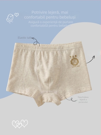 Boxer pentru copii, băieți, 95% bumbac, Categorie A, potrivite pentru copii între 3 și 8 ani.