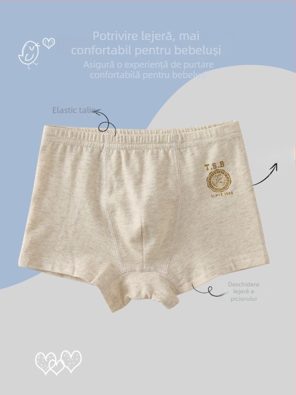 Boxer pentru copii, băieți, 95% bumbac, Categorie A, potrivite pentru copii între 3 și 8 ani.