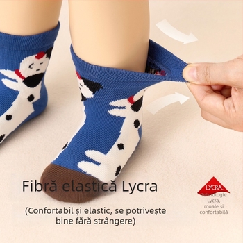 Șosete copii Nido Bear – Țesătură: 79,2% bumbac, 17,7% nailon, 3,1% spandex;  Tunel scurt, Fără cusături, Model desene animate și litere, AW2503