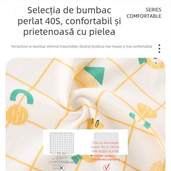 Set de pijamale pentru bebeluși, 100% bumbac, două piese, top cu mânecă lungă și pantaloni lungi, imprimeu animale