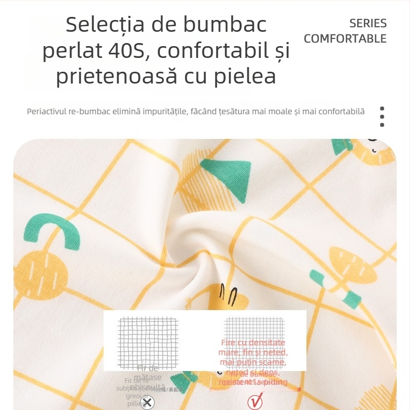 Set de pijamale pentru bebeluși, 100% bumbac, două piese, top cu mânecă lungă și pantaloni lungi, imprimeu animale