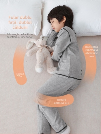 Set termic pentru copii băieți - Haima Home, material viscoză 93%, guler rotund, iarnă și toamnă