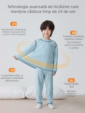 Set termic pentru copii băieți - Haima Home, material viscoză 93%, guler rotund, iarnă și toamnă