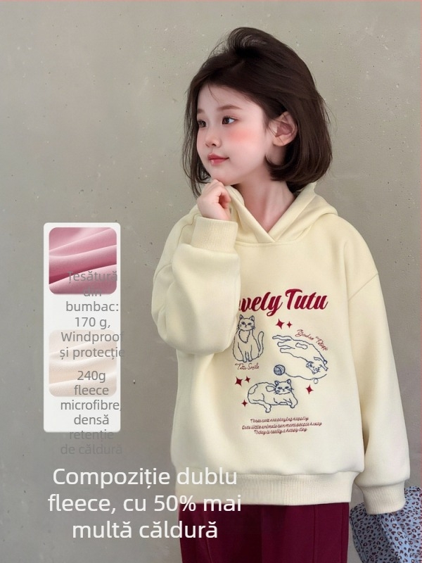 Hanorac pentru fete, pulover pentru iarnă și toamnă (bumbac 60,7%; imprimeu desene animate și litere; vârsta 3-8)
