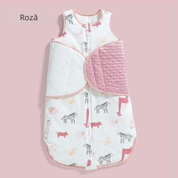 Sac de dormit pentru bebeluși cu mâneci, all-season, pentru 0–1 an, umplutură din bumbac, țesătură din bumbac răsăluit, mâneci detașabile, fermoar din nailon.