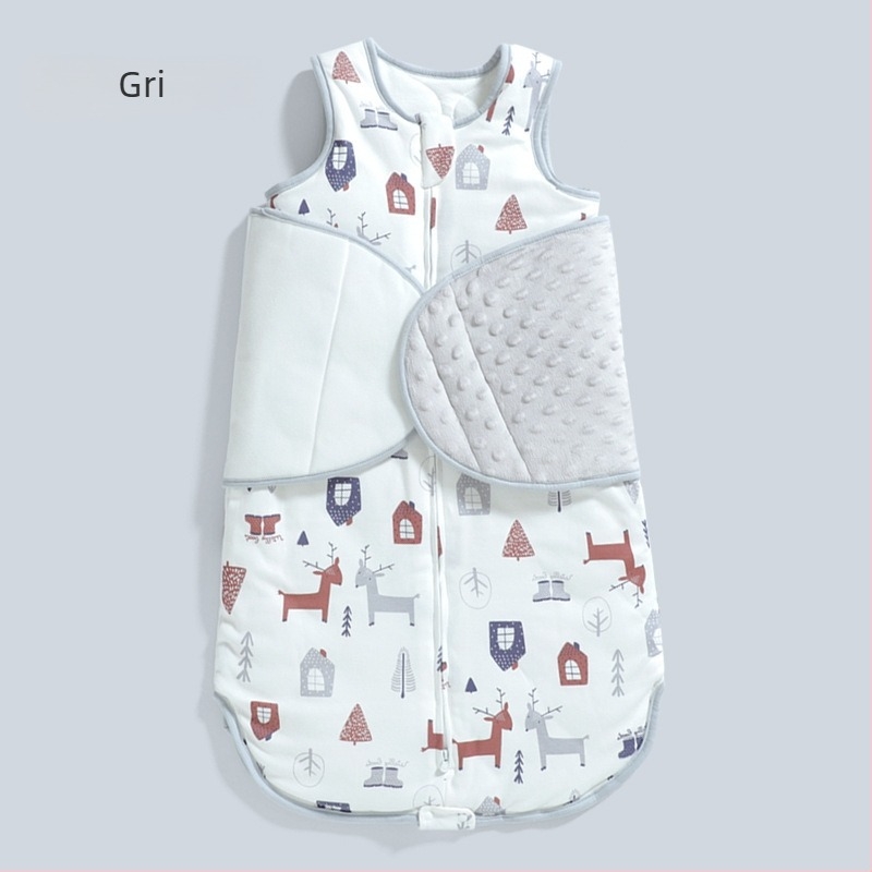 Sac de dormit pentru bebeluși cu mâneci, all-season, pentru 0–1 an, umplutură din bumbac, țesătură din bumbac răsăluit, mâneci detașabile, fermoar din nailon.