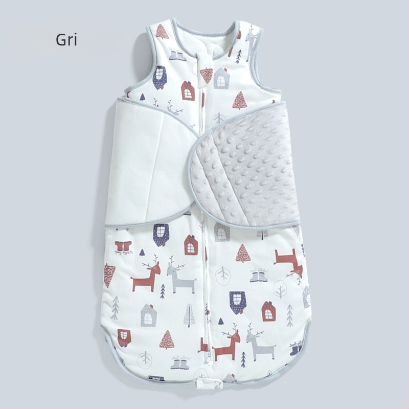 Sac de dormit pentru bebeluși cu mâneci, all-season, pentru 0–1 an, umplutură din bumbac, țesătură din bumbac răsăluit, mâneci detașabile, fermoar din nailon.