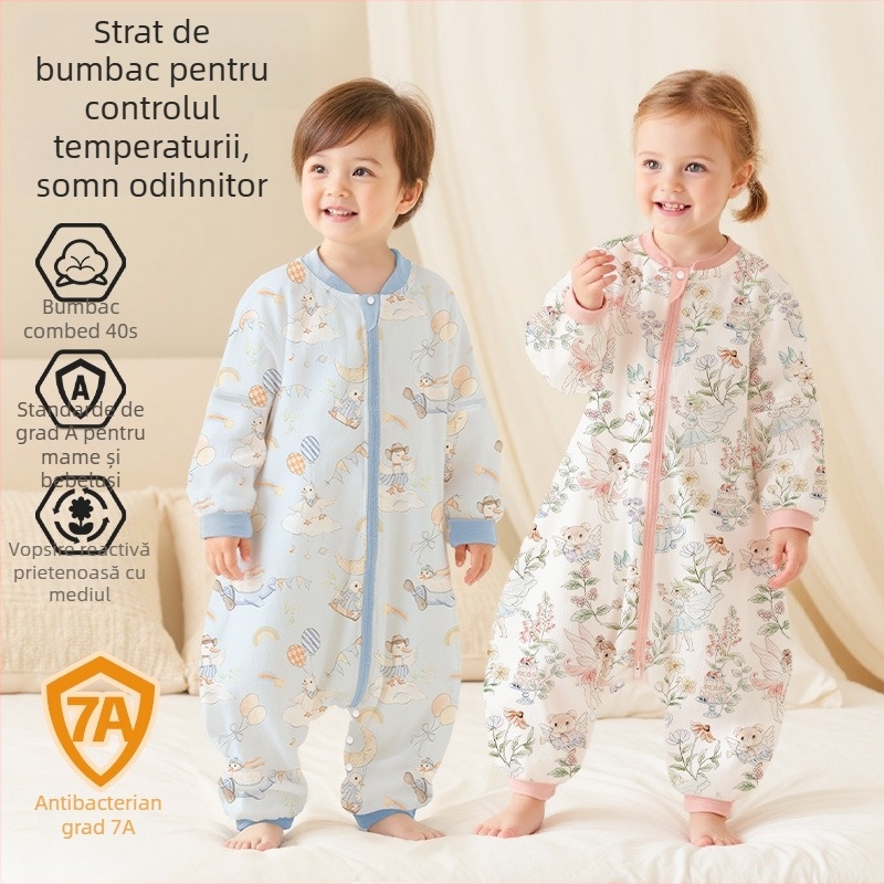 Sac de dormit pentru sugari – Model Cartoon; Material din bumbac 95%+; căptușeală din bumbac; Umplutură din bumbac; Potrivit pentru toate anotimpurile