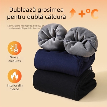 Casual pantaloni lungi pentru băieți, căptușiți cu fleece, 100% bumbac, talie elastică, imprimeu cu desene animate, toamnă-iarnă