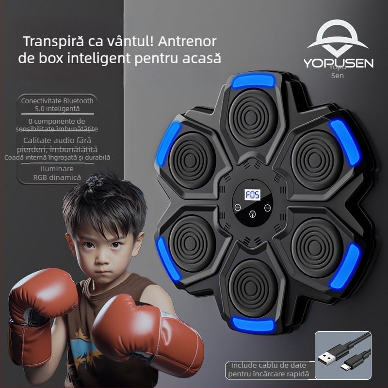 Antrenor inteligent de box cu muzică pentru acasă, montat pe perete – Mașină de box pentru copii (Brand: Water source; Caracteristici: inteligent, muzică; Montaj: perete)