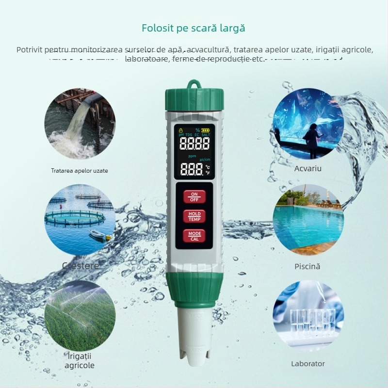 Analizator portabil de calitate a apei 5 în 1: pH, EC, TDS, salinitate și temperatură (Model MF-X51)