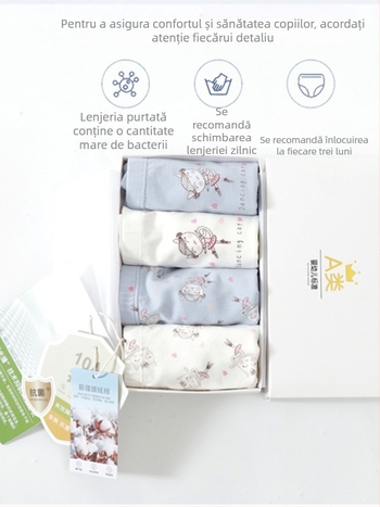 Chiloți pentru fete din bumbac, 95% bumbac, securitate Clasa A, brand KIDS MAM&DAD, vârste 3–8 ani