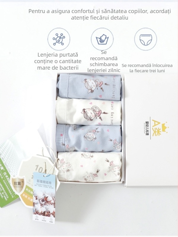 Chiloți pentru fete din bumbac, 95% bumbac, securitate Clasa A, brand KIDS MAM&DAD, vârste 3–8 ani