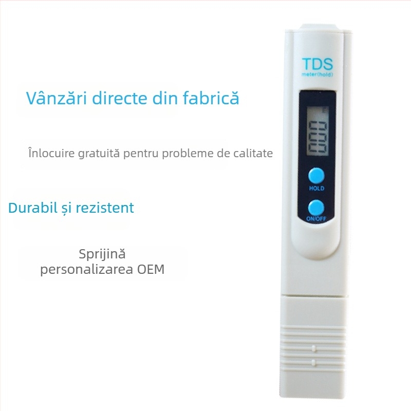 Stilou de testare a calității apei cu două taste, TDS-2, clasic, 0-9990 ppm, precizie 1 ppm, alimentare 3V, analizator portabil TDS