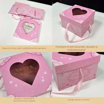 Cutie cadou pentru bebeluș la lună plină, cu personalizare – hârtie specială, pictură și imprimare UV, logo inclus