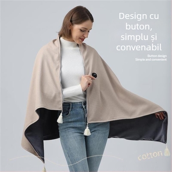 Șal electric încălzit USB, lavabil, poliester, pentru iarnă și toamnă