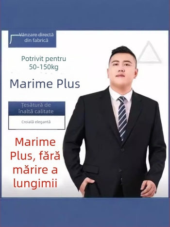 Set costum bărbătesc minimalist casual, croială slim fit, cu două nasturi, rever plat, amestec de fibre acetate 50–60%, purtare în patru sezoane, toamna 2024