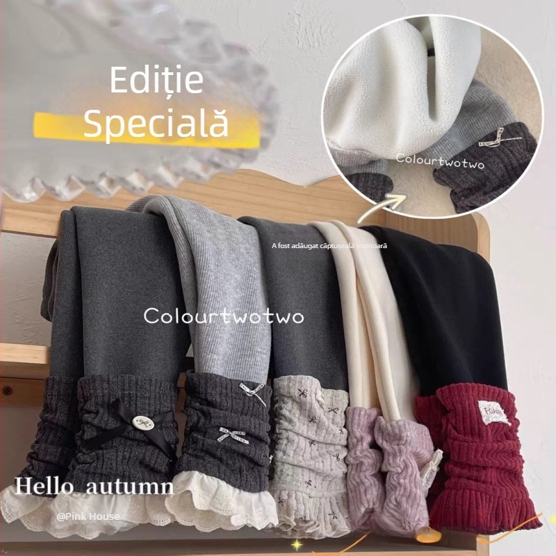 Pantaloni pentru copii, stil coreean, fleece din bumbac 90%, lungi, talie elastică, pentru fetițe 3–8 ani