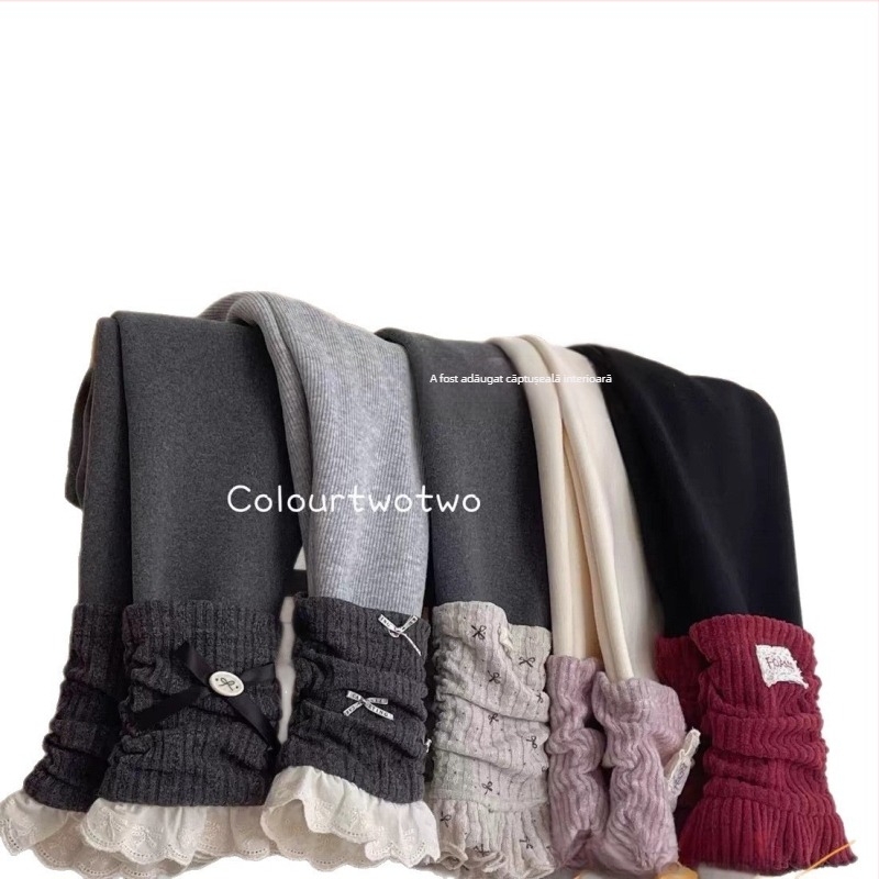 Pantaloni pentru copii, stil coreean, fleece din bumbac 90%, lungi, talie elastică, pentru fetițe 3–8 ani