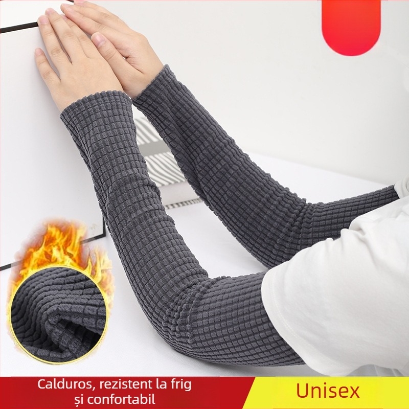 Unisex manșete lungi pentru antebraț, cu degete parțiale, calde, poliester, model solid, pentru iarnă și toamnă