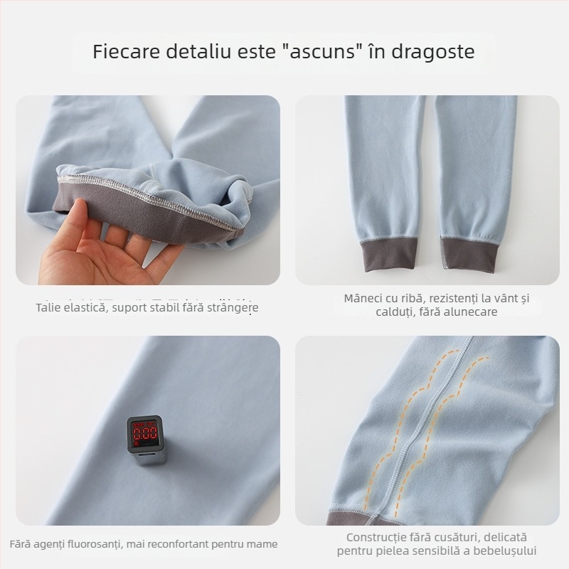 Pantaloni pentru copii călduroși cu fleece pentru toamnă-iarna, unisex talie medie, 85% poliester, fleece german, model MDY-03, vârstă 3–8 ani, siguranță clasa A