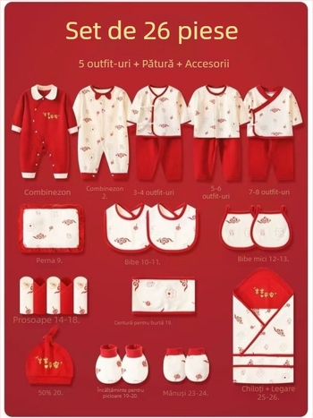 Set cadou pentru bebeluși din bumbac 100%, haine unisex cu mâneci lungi, material moale, set din mai multe piese pentru nou-născuți