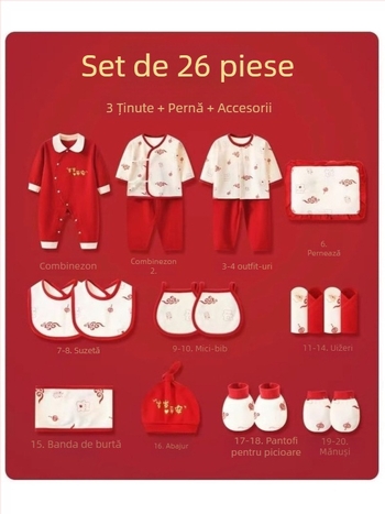 Set cadou pentru bebeluși din bumbac 100%, haine unisex cu mâneci lungi, material moale, set din mai multe piese pentru nou-născuți