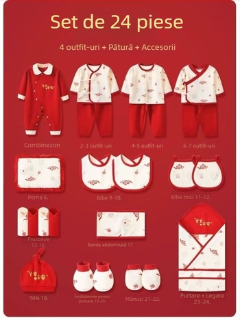 Set cadou pentru bebeluși din bumbac 100%, haine unisex cu mâneci lungi, material moale, set din mai multe piese pentru nou-născuți