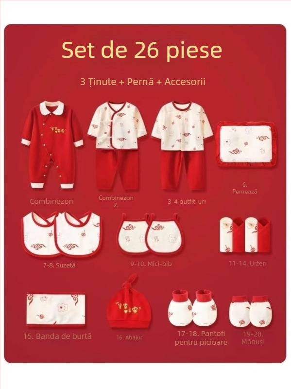 Set cadou pentru bebeluși din bumbac 100%, haine unisex cu mâneci lungi, material moale, set din mai multe piese pentru nou-născuți
