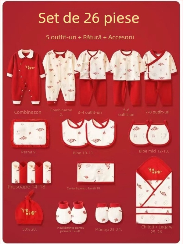 Set cadou pentru bebeluși din bumbac 100%, haine unisex cu mâneci lungi, material moale, set din mai multe piese pentru nou-născuți