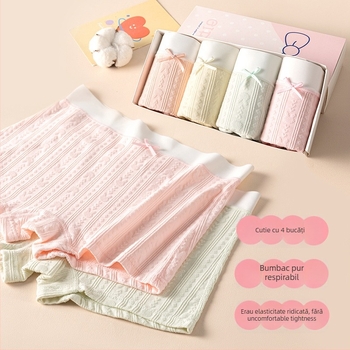 Boxeri pentru fete Sakurajisen – bumbac pur, Clasa A, 95% bumbac + 5% elastan, croială confortabilă fără presiune, pentru fete 8+ ani (140 cm+), Vara 2024