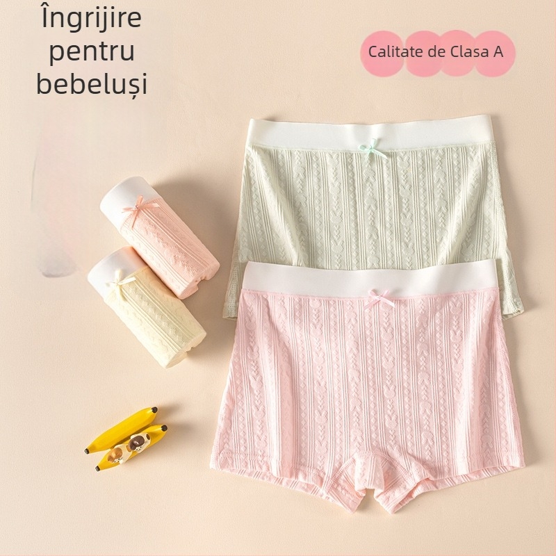 Boxeri pentru fete Sakurajisen – bumbac pur, Clasa A, 95% bumbac + 5% elastan, croială confortabilă fără presiune, pentru fete 8+ ani (140 cm+), Vara 2024