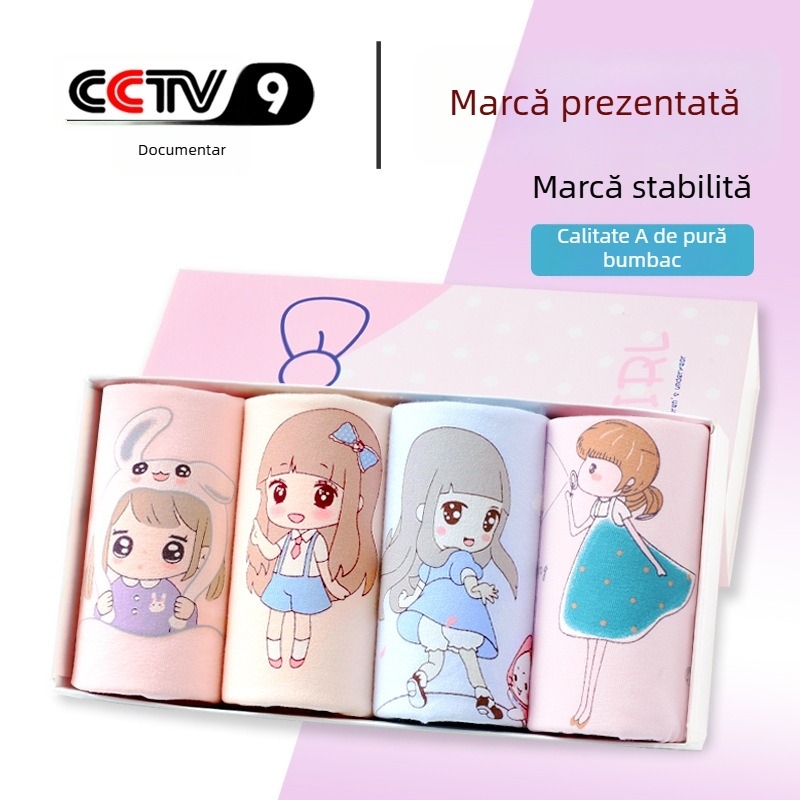 Boxeri pentru fete Sakurajisen – bumbac pur, Clasa A, 95% bumbac + 5% elastan, croială confortabilă fără presiune, pentru fete 8+ ani (140 cm+), Vara 2024