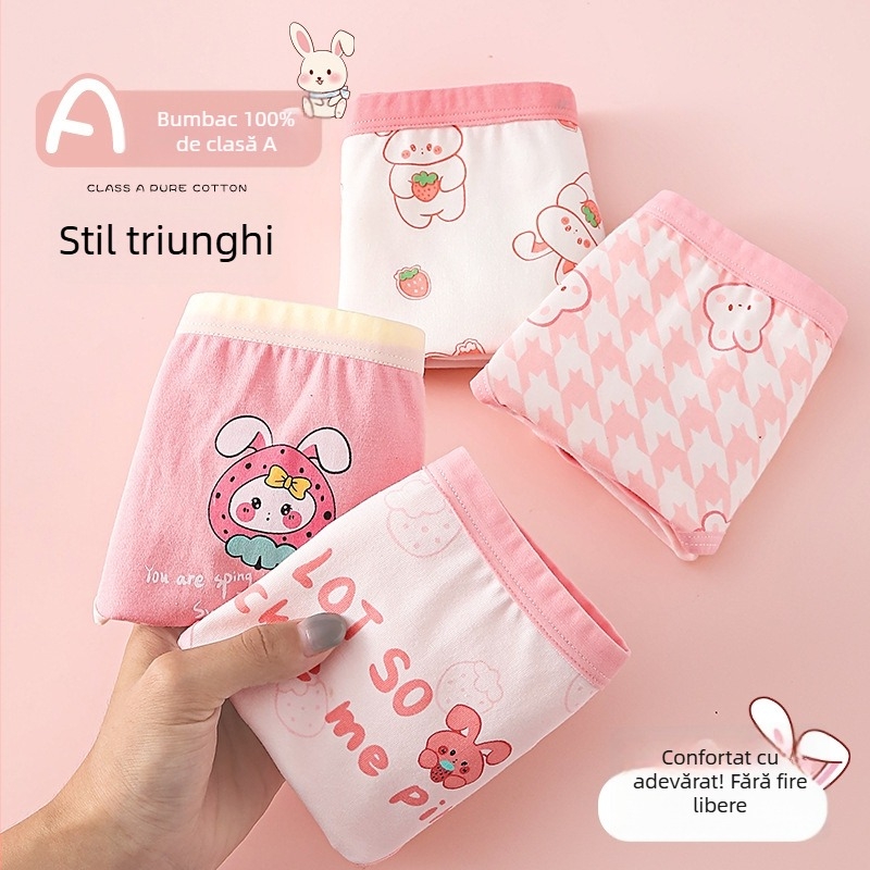 Chiloți din bumbac pentru fete, Clasa A, 95% bumbac și 5% elastan, pentru fete cu vârsta 3–8 ani, brand Lu Tong Dream