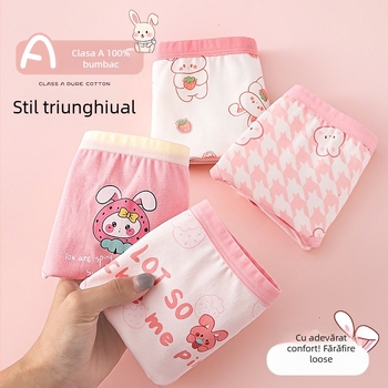 Chiloți pentru fete din bumbac, model triunghi, siguranță Clasa A, pentru vârsta 3–8 ani, 95% bumbac 5% elastan