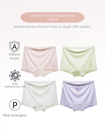 Chiloți pentru fete, antibacteriali Class A, boxeri subțiri, pentru copii 3-8 ani, 92,9% fibră de celuloză regenerată, Warm Bud