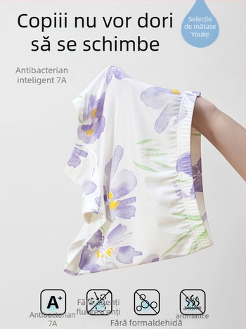 Chiloți pentru fete, antibacteriali Class A, boxeri subțiri, pentru copii 3-8 ani, 92,9% fibră de celuloză regenerată, Warm Bud