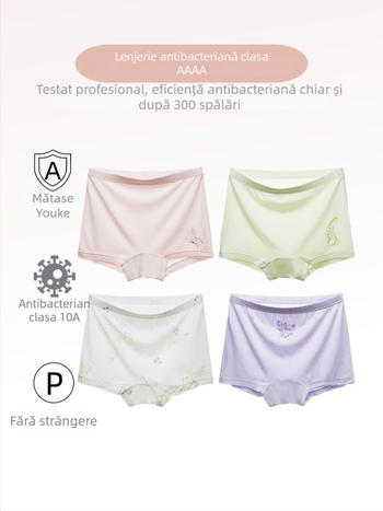 Chiloți pentru fete antibacteriale cu Ucosilk, fibră de celuloză regenerată 92,9%, Clasa A, pentru vârsta 3–8 ani