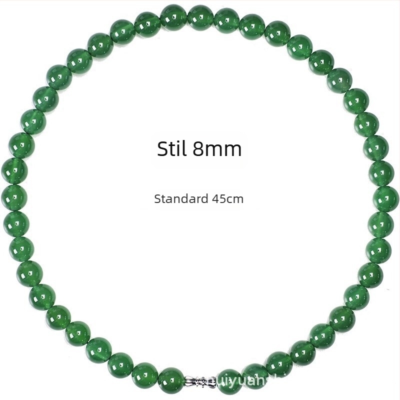 Colier din agat cu mărgele rotunde, material natural, lustruit, design geometric