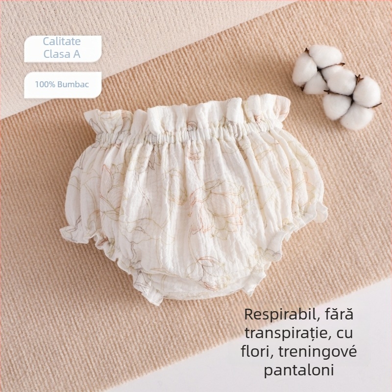 Pantaloni de antrenament pentru bebeluți din tifon – antibacteriali, respirabili, siguranță Clasă A, pentru sugari și copii mici (0–3 ani)