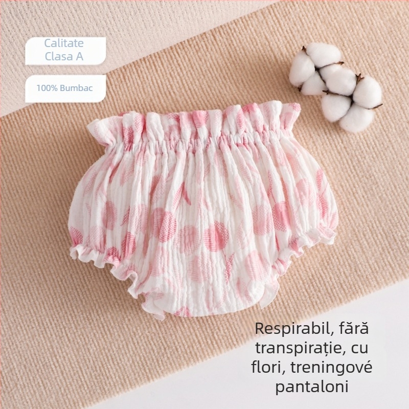 Pantaloni de antrenament pentru bebeluți din tifon – antibacteriali, respirabili, siguranță Clasă A, pentru sugari și copii mici (0–3 ani)