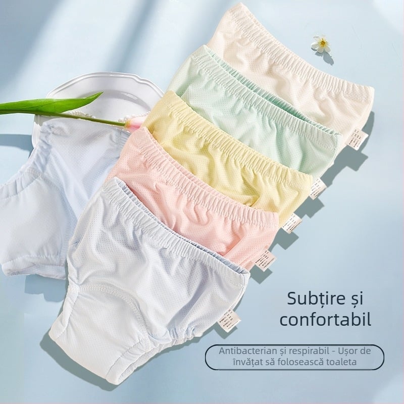 Pantaloni de antrenament pentru copii, din țesătură Ice Silk, cu design anti-scurgere, lavabili, din bumbac-poliester-ice silk, pentru 6–36 luni