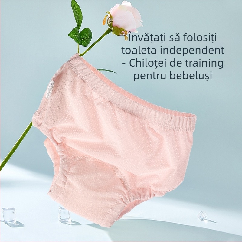 Pantaloni de antrenament pentru copii, din țesătură Ice Silk, cu design anti-scurgere, lavabili, din bumbac-poliester-ice silk, pentru 6–36 luni