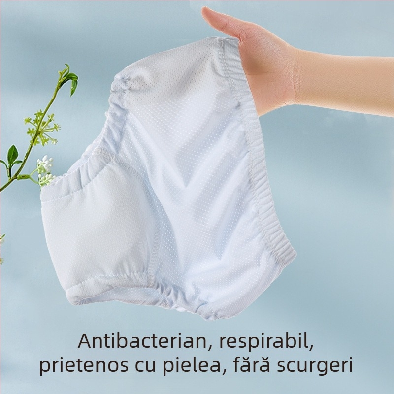Pantaloni de antrenament pentru copii, din țesătură Ice Silk, cu design anti-scurgere, lavabili, din bumbac-poliester-ice silk, pentru 6–36 luni