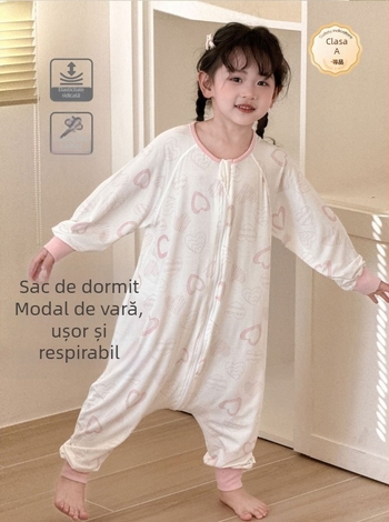 Mo Ximo Pijama de vară pentru copii, din modal, cu picioare separate, subțire, absorbție a umezelii, imprimeu desen animat