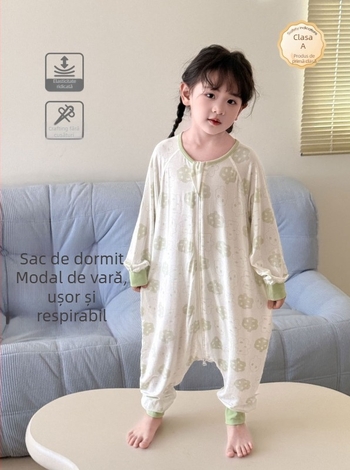 Mo Ximo Pijama de vară pentru copii, din modal, cu picioare separate, subțire, absorbție a umezelii, imprimeu desen animat